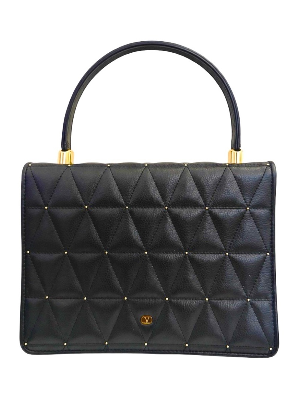 Valentino Garavani Black Quilted Leather Shoulder Bag with Gold Hardware